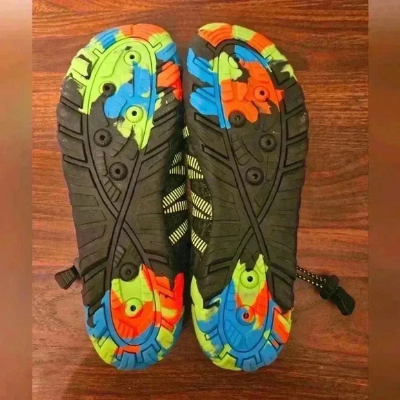 Mens Water Shoe Black Green Multicolored Sole US 10 EU 43 EUC - Picture 5 of 8